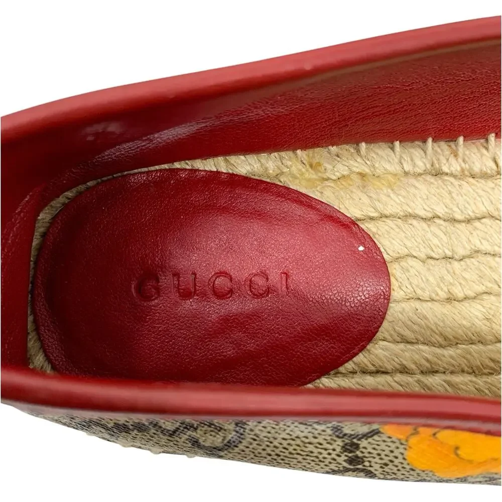 Gucci Tian GG Supreme Floral Bird Espadrilles Size 36 Flats